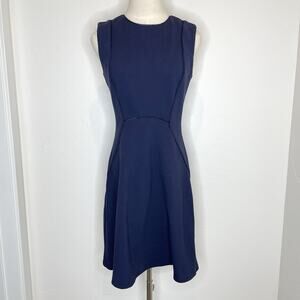 Reiss Dress Womens US 6 Navy Blue Sleeveless Fit & Flare Office Cocktail